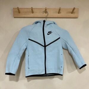 Nike Kids Tech Fleece Full-Zip Sweatshirt Hoodie Jacket Light Blue Size 7